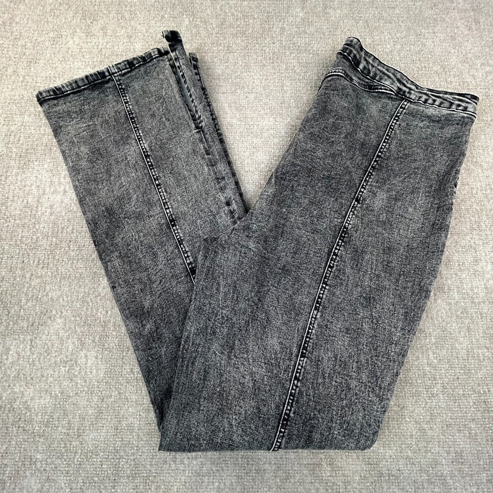 Fashion Nova Jeans Women 20 Gray Denim Cotton Side Slit Stretch Slim Bootcut Leg